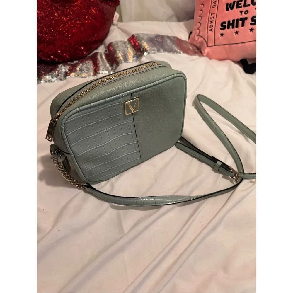 Victorias secret VS the Victoria top zip crossbody bag purse pocketbook green - Picture 4 of 10